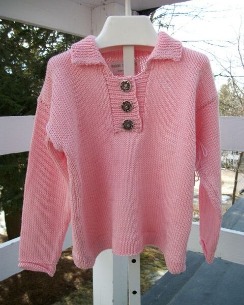 Cotton Placket Crew Neck Pullover