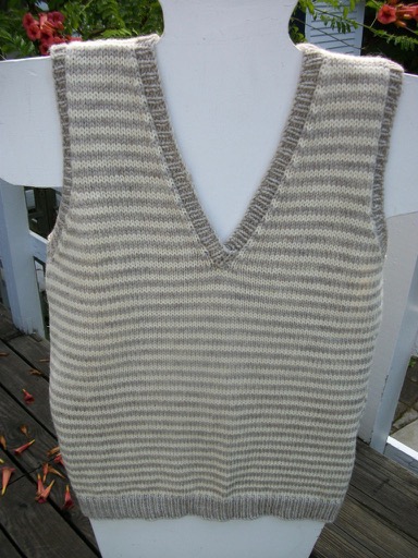 Women's wool striped v-neck vest